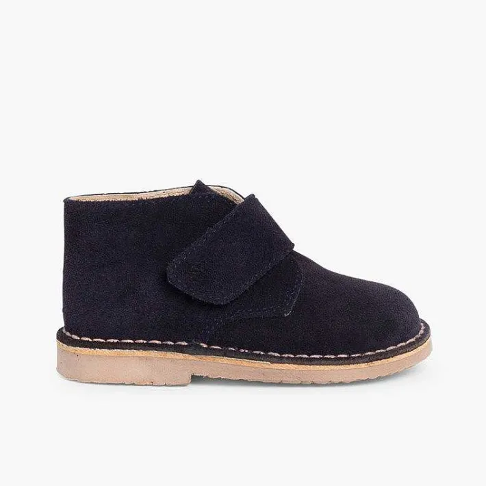 Pisamonas School Shoes>Kids Riptape Suede Desert Boots