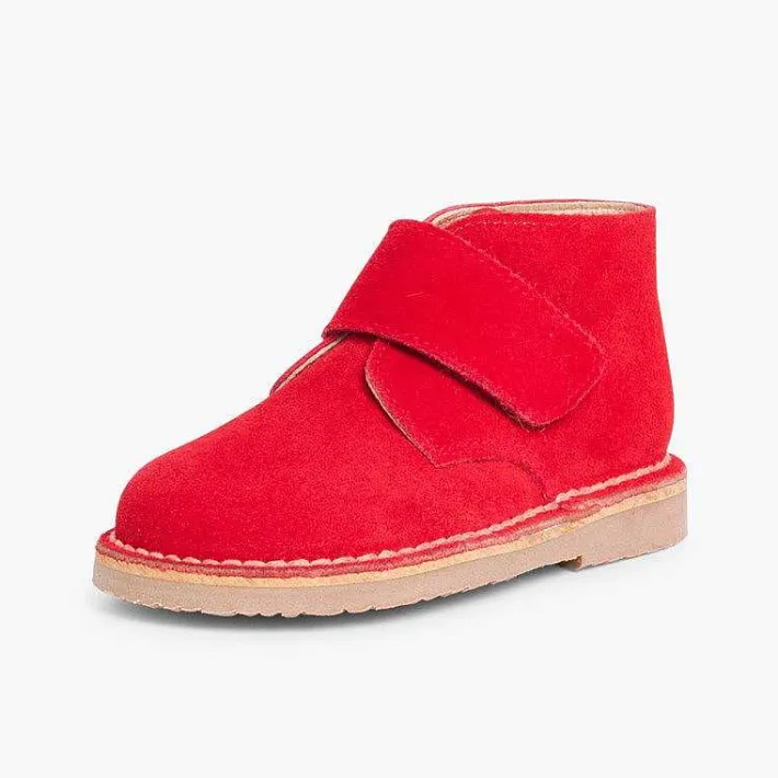 Pisamonas School Shoes>Kids Riptape Suede Desert Boots