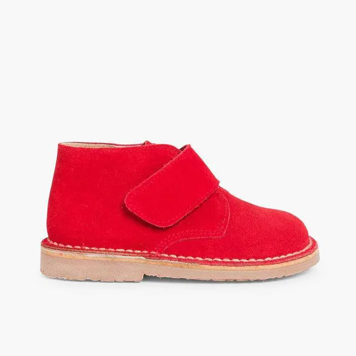 Pisamonas School Shoes>Kids Riptape Suede Desert Boots