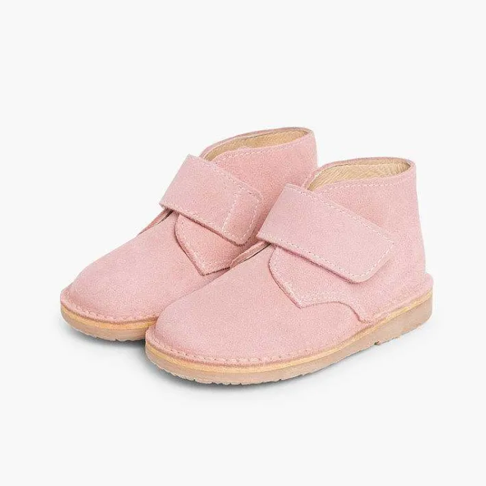 Pisamonas School Shoes>Kids Riptape Suede Desert Boots