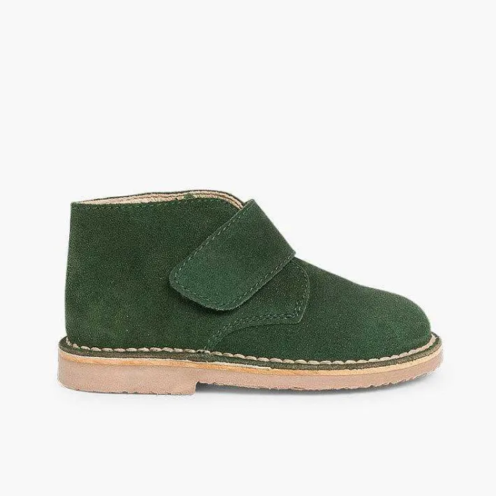 Pisamonas School Shoes>Kids Riptape Suede Desert Boots