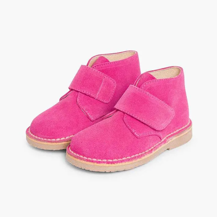 Pisamonas School Shoes>Kids Riptape Suede Desert Boots