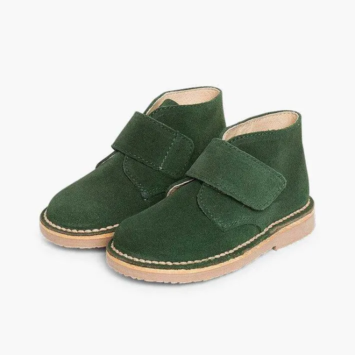 Pisamonas School Shoes>Kids Riptape Suede Desert Boots