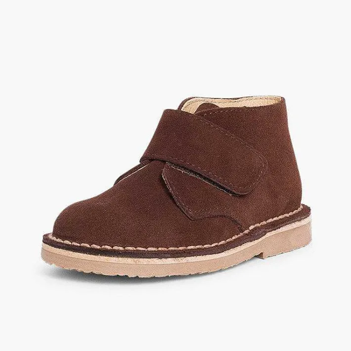 Pisamonas School Shoes>Kids Riptape Suede Desert Boots