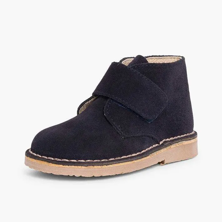 Pisamonas School Shoes>Kids Riptape Suede Desert Boots