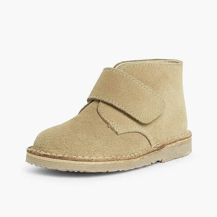 Pisamonas School Shoes>Kids Riptape Suede Desert Boots