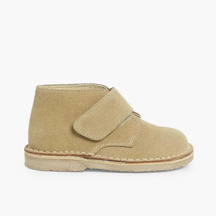 Pisamonas School Shoes>Kids Riptape Suede Desert Boots