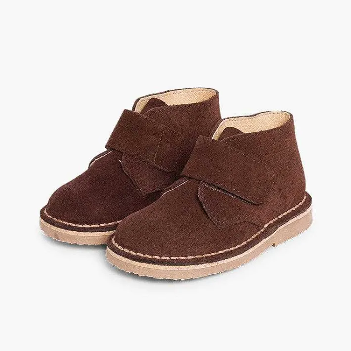 Pisamonas School Shoes>Kids Riptape Suede Desert Boots