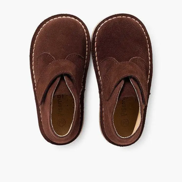 Pisamonas School Shoes>Kids Riptape Suede Desert Boots