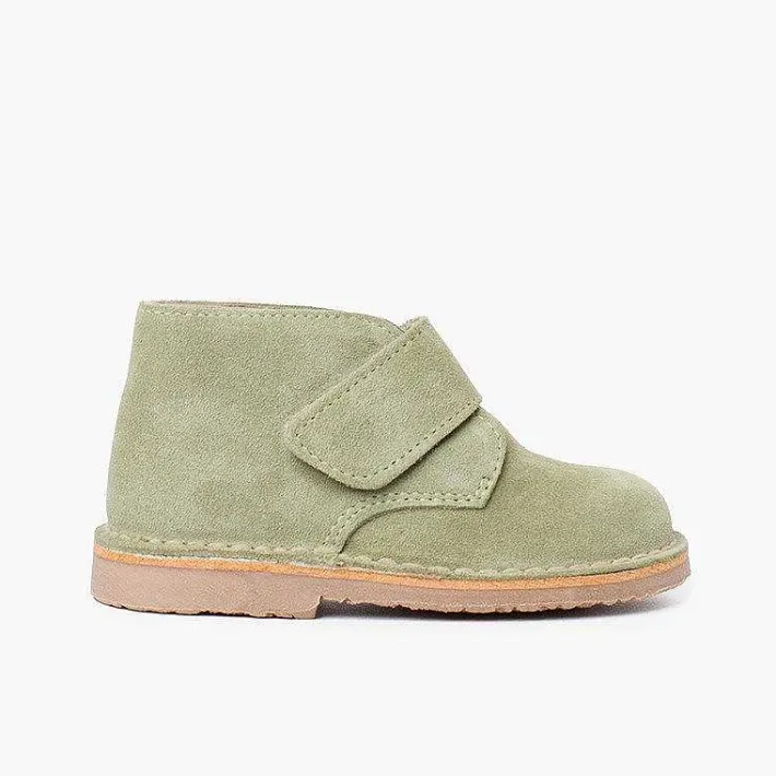 Pisamonas School Shoes>Kids Riptape Suede Desert Boots