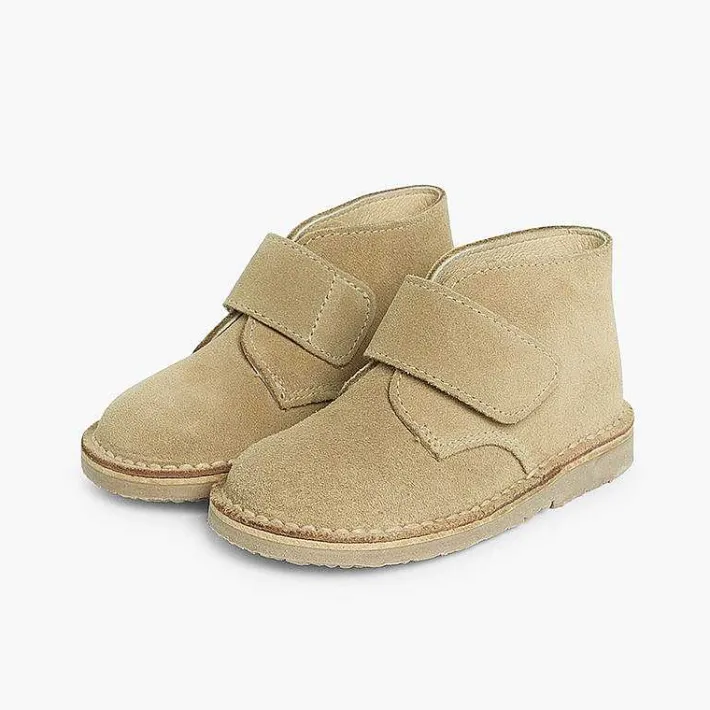 Pisamonas School Shoes>Kids Riptape Suede Desert Boots