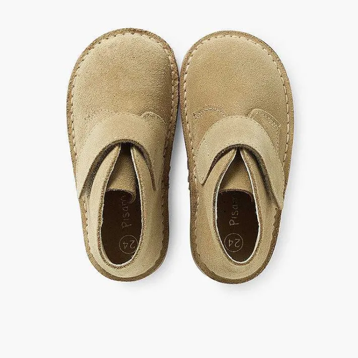Pisamonas School Shoes>Kids Riptape Suede Desert Boots
