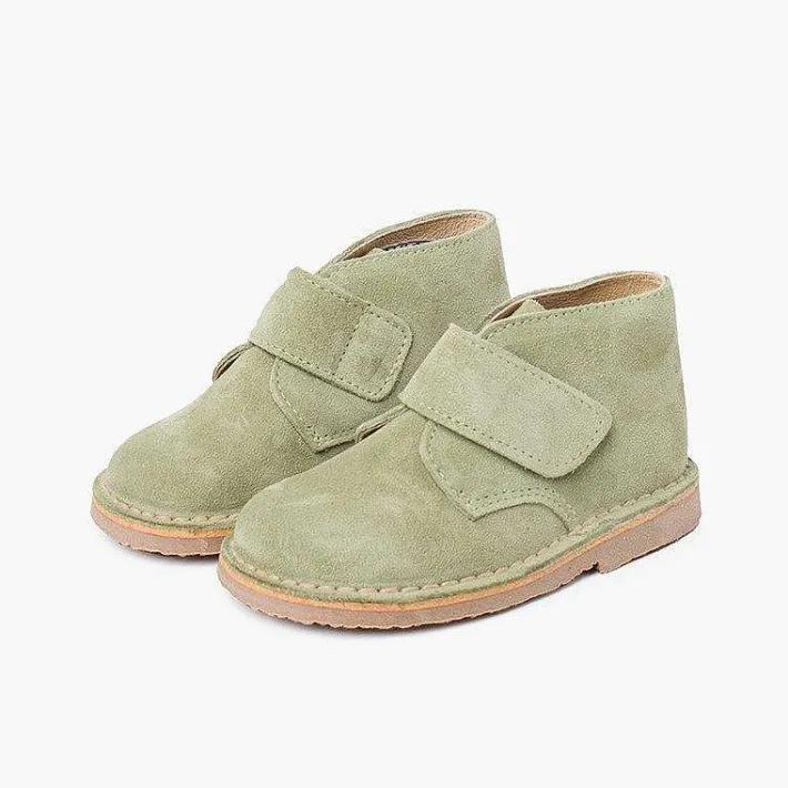 Pisamonas School Shoes>Kids Riptape Suede Desert Boots