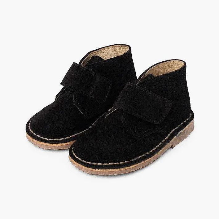 Pisamonas School Shoes>Kids Riptape Suede Desert Boots