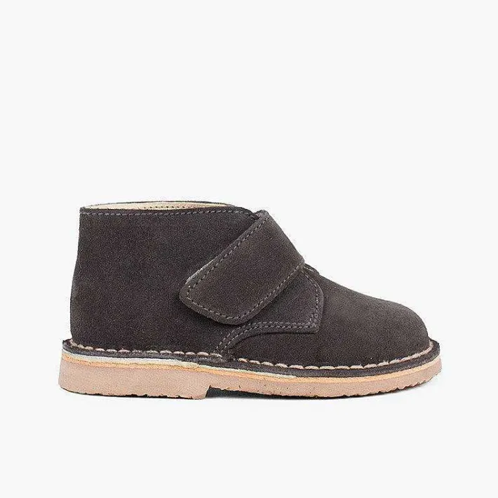 Pisamonas School Shoes>Kids Riptape Suede Desert Boots