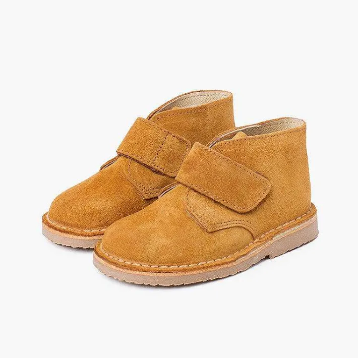 Pisamonas School Shoes>Kids Riptape Suede Desert Boots
