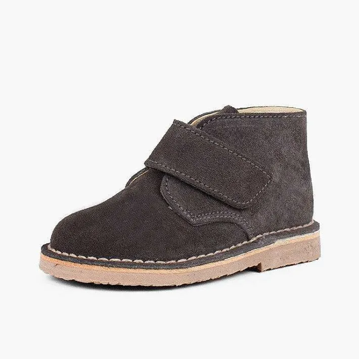Pisamonas School Shoes>Kids Riptape Suede Desert Boots