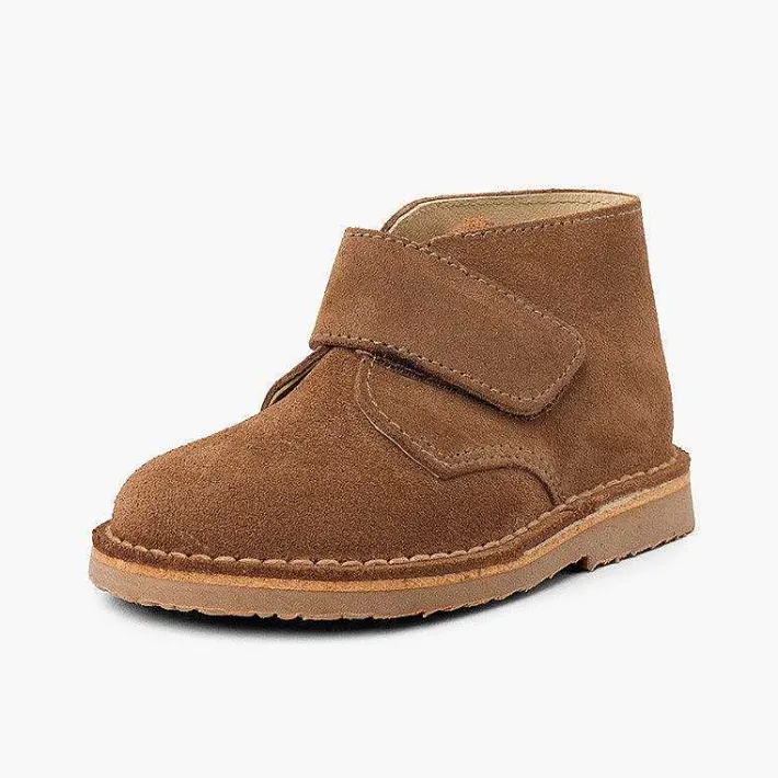 Pisamonas School Shoes>Kids Riptape Suede Desert Boots