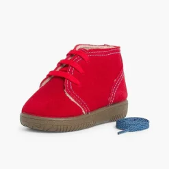 Pisamonas Boots>Kids Suede Boots With Coloured Laces And Stitchings