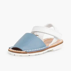 Pisamonas Avarcas Menorcan Sandals>Kids Two-Tone Avarca Menorcan Sandals With Loop Fasteners - Special Edition White Sole