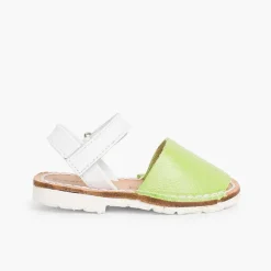 Pisamonas Avarcas Menorcan Sandals>Kids Two-Tone Avarca Menorcan Sandals With Loop Fasteners - Special Edition White Sole