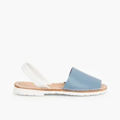Pisamonas Avarcas Menorcan Sandals>Kids Two-Tone Nappa Menorcan Sandals - Special Edition White Sole