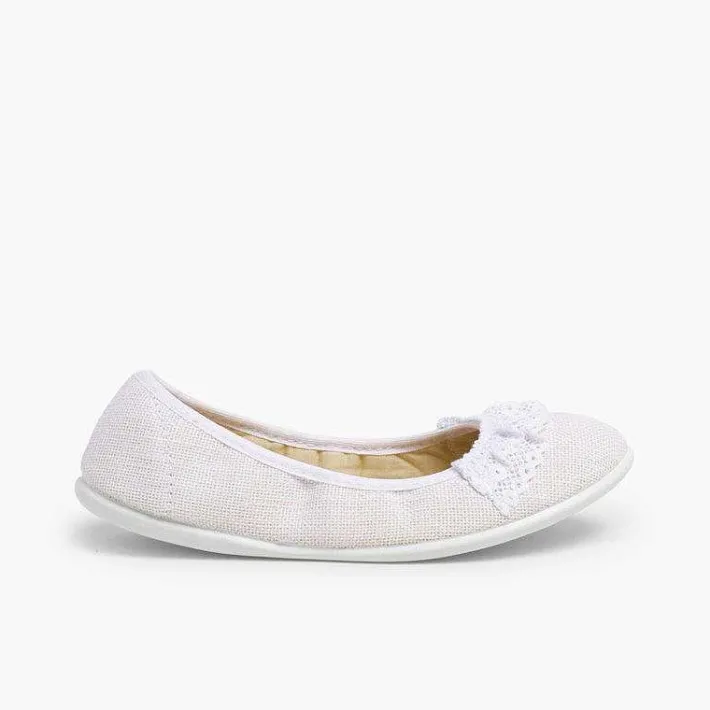 Pisamonas Ballet Pumps And Flats>Laced Linen Ballet Pumps