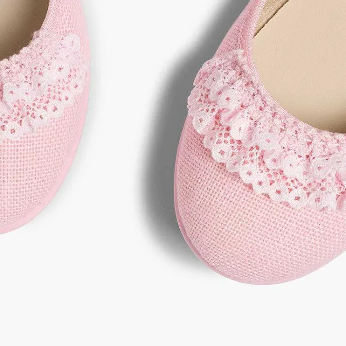 Pisamonas Ballet Pumps And Flats>Laced Linen Ballet Pumps