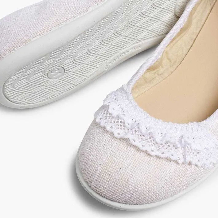 Pisamonas Ballet Pumps And Flats>Laced Linen Ballet Pumps