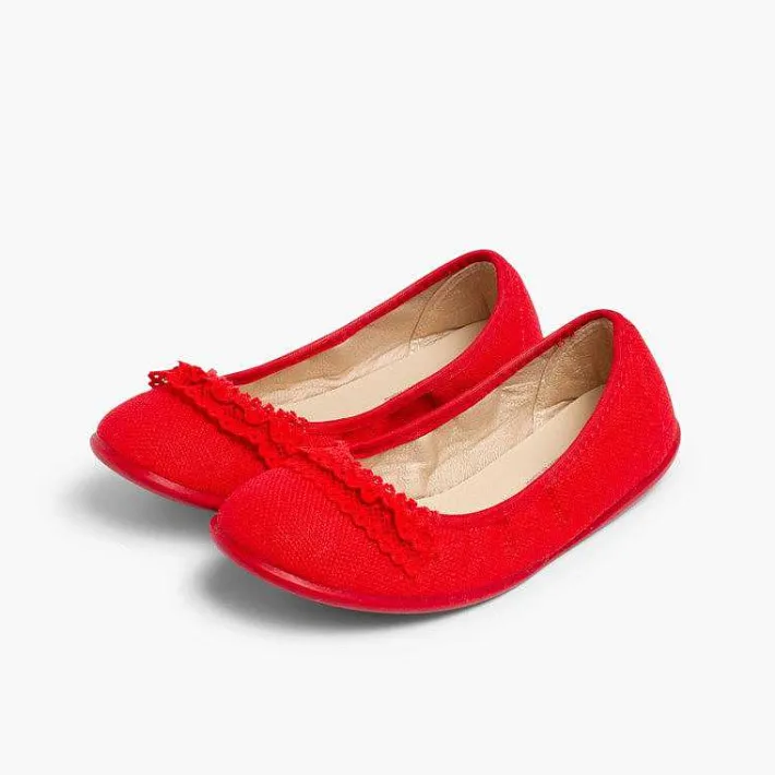 Pisamonas Ballet Pumps And Flats>Laced Linen Ballet Pumps