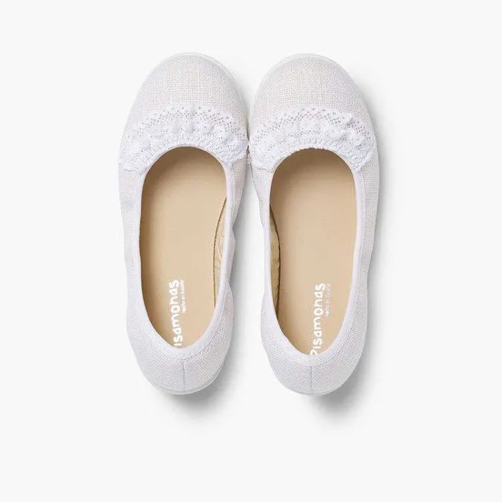 Pisamonas Ballet Pumps And Flats>Laced Linen Ballet Pumps