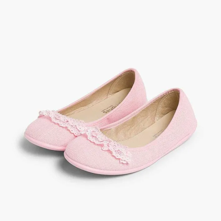 Pisamonas Ballet Pumps And Flats>Laced Linen Ballet Pumps
