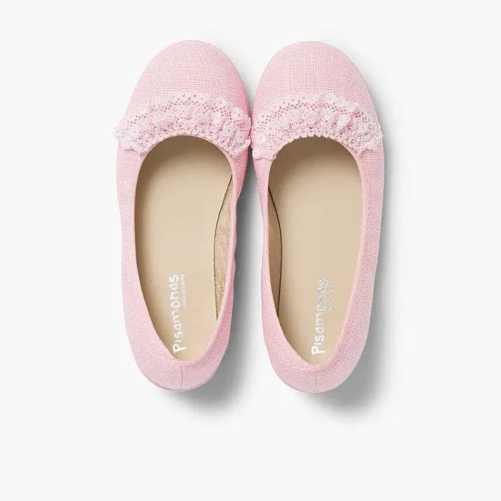 Pisamonas Ballet Pumps And Flats>Laced Linen Ballet Pumps