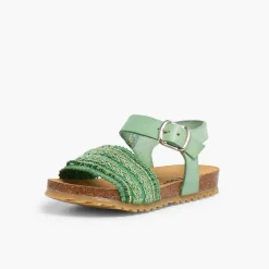 Pisamonas Sandals>Leather And Fabric Strap Bio Sandals