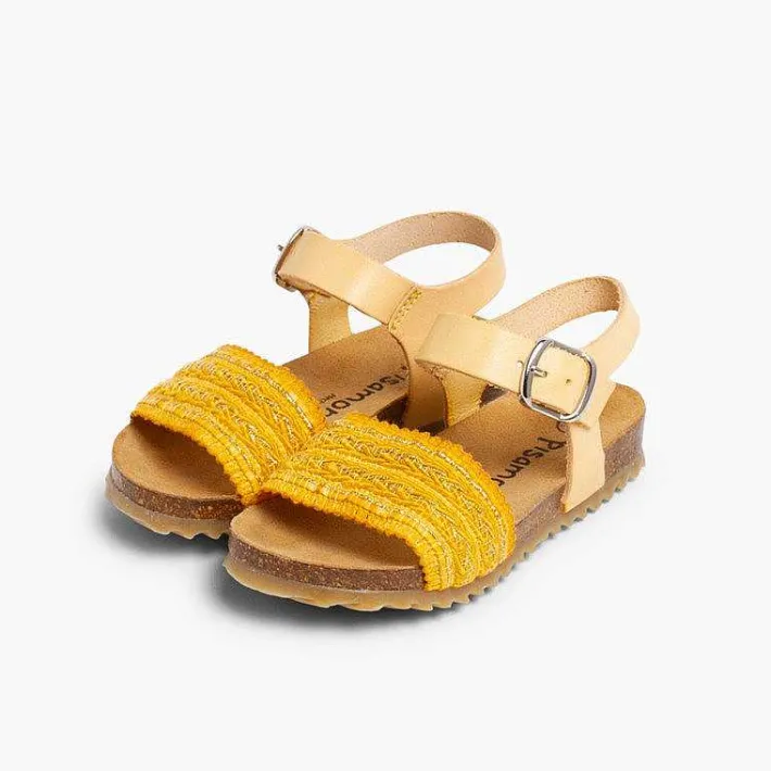 Pisamonas Sandals>Leather And Fabric Strap Bio Sandals