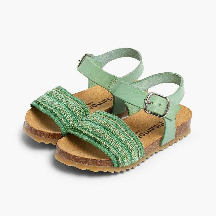 Pisamonas Sandals>Leather And Fabric Strap Bio Sandals