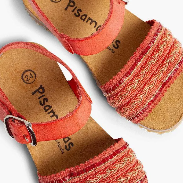 Pisamonas Sandals>Leather And Fabric Strap Bio Sandals