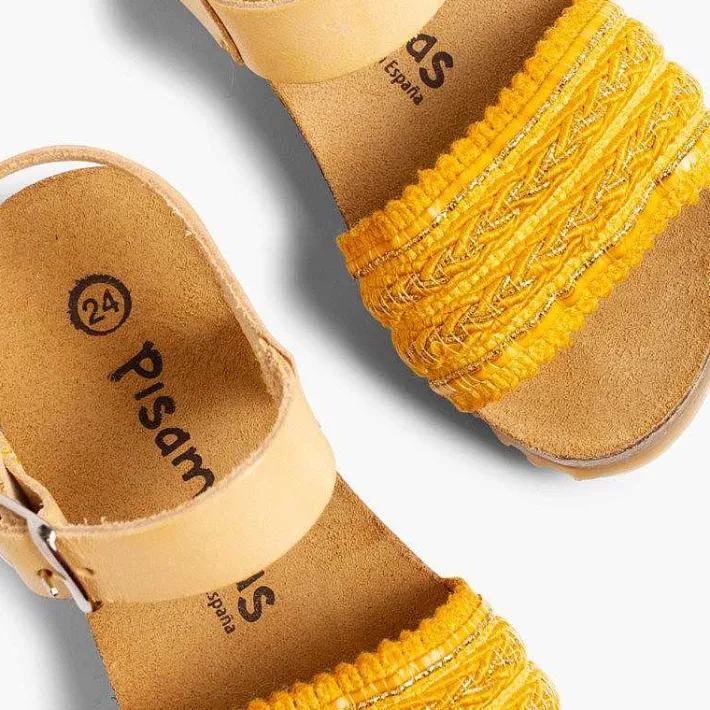 Pisamonas Sandals>Leather And Fabric Strap Bio Sandals