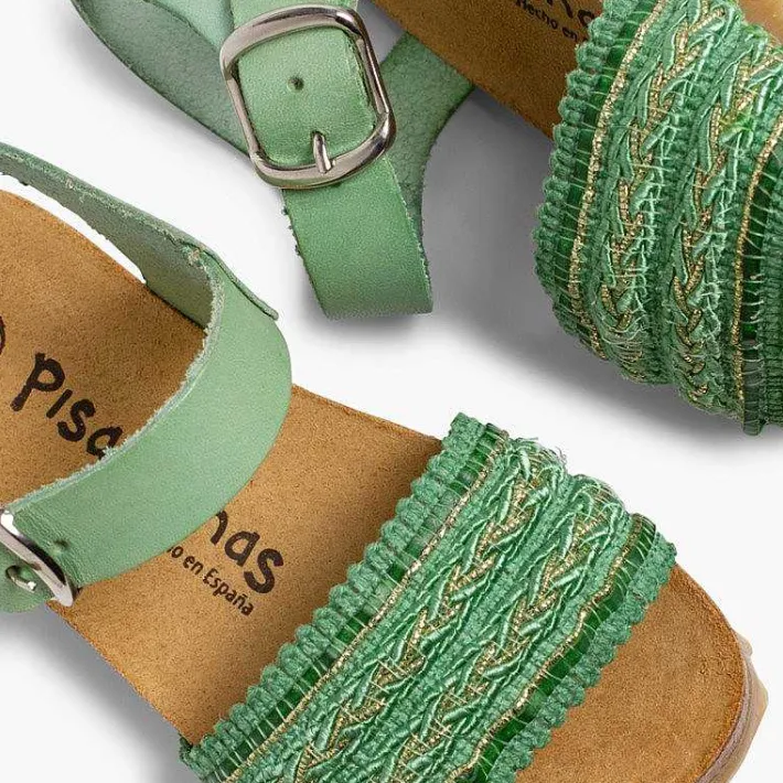 Pisamonas Sandals>Leather And Fabric Strap Bio Sandals