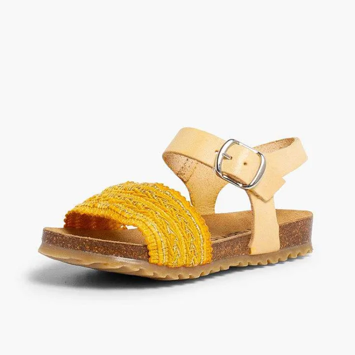 Pisamonas Sandals>Leather And Fabric Strap Bio Sandals