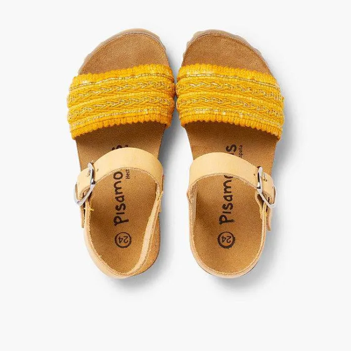 Pisamonas Sandals>Leather And Fabric Strap Bio Sandals