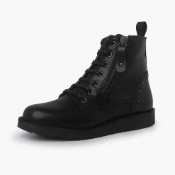 Pisamonas Boots>Leather And Studded Boots With Double Zip