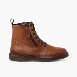 Pisamonas Boots>Leather And Studded Boots With Double Zip