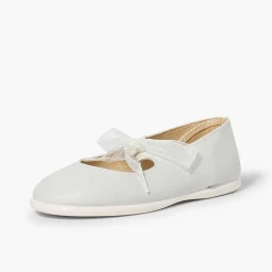 Pisamonas Mary Janes>Leather Mary Janes With Tulle Bow