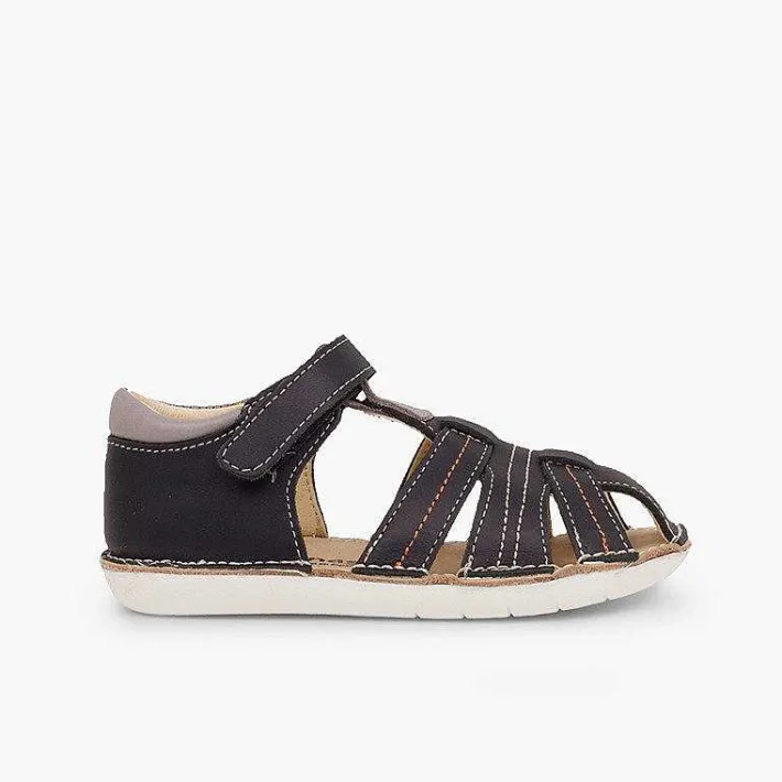 Pisamonas Sandals>Leather Sandals Boys With Loop Fasteners