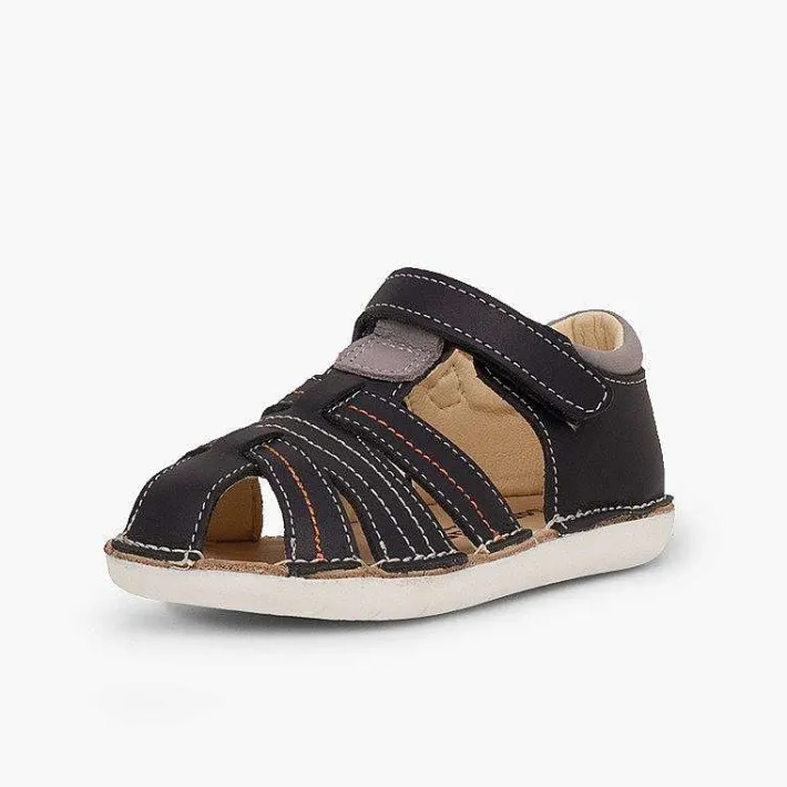 Pisamonas Sandals>Leather Sandals Boys With Loop Fasteners
