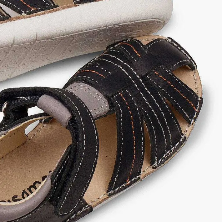Pisamonas Sandals>Leather Sandals Boys With Loop Fasteners