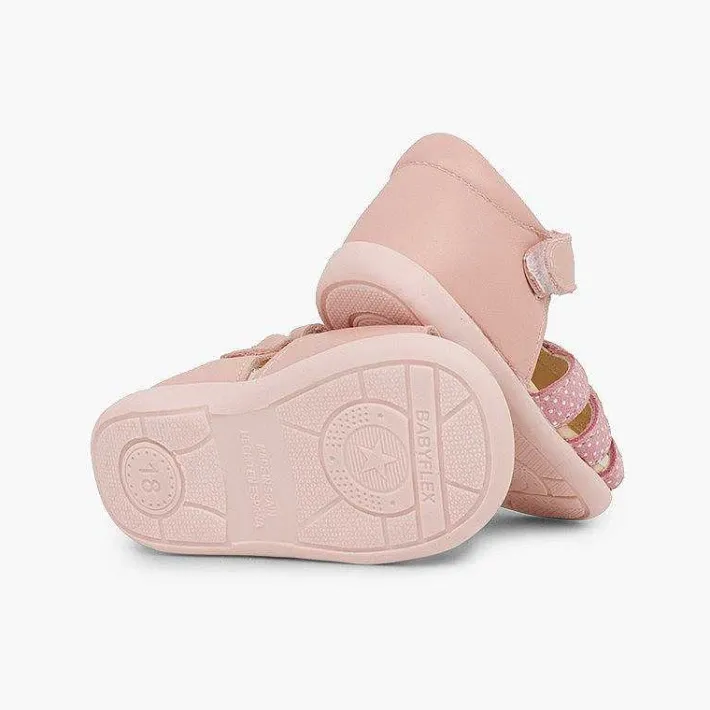 Pisamonas Sandals>Leather Sandals Girls First Step Loop Fasteners And Star