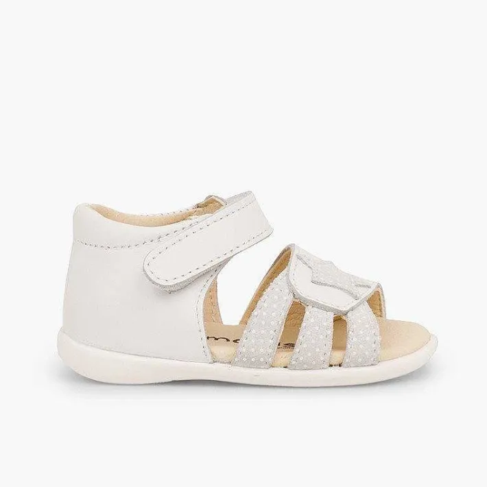 Pisamonas Sandals>Leather Sandals Girls First Step Loop Fasteners And Star