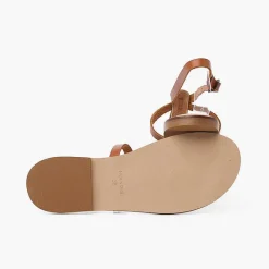 Pisamonas Sandals>Leather Sandals With Central Strap And Studs